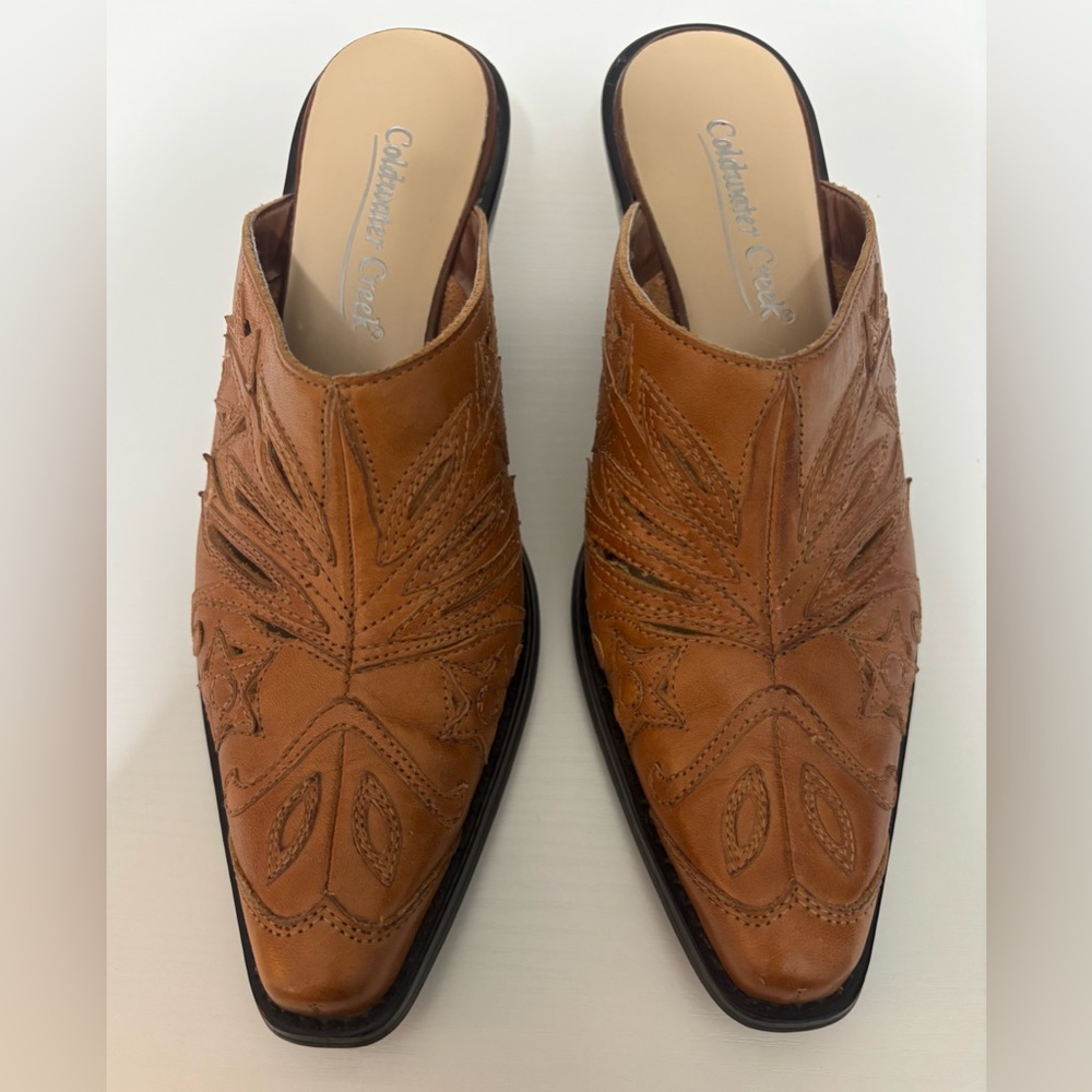 Coldwater Creek Brown Leather Mules